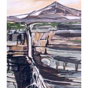 Chute de la Tièche d'en haut - Format 100 x 50 cm Acrylique et encre sur toile