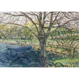 Barque sur la Charente - 65 x 31 cm