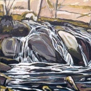 Torrent de Bonnecombe - Format 15P ( 65 x 50 cm) Acrylique et encre sur toile