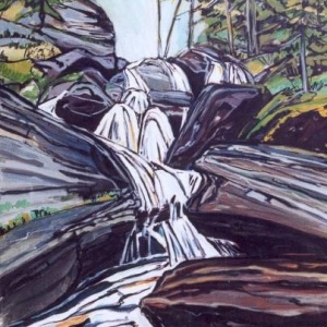 Torrent de la Raspille - Format 80 x 80cm Acrylique et encre sur toile