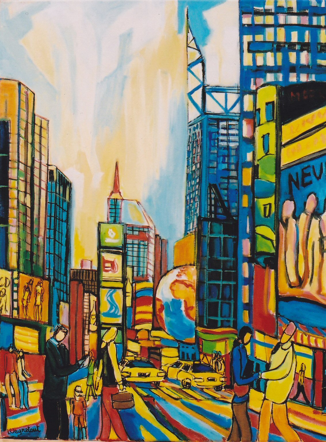 Tableau Sur Toile Manhattan Wall - East River New York - Rouge/marron - XXL 165x80cm