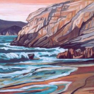 L'anse de Ficajola - Format 64 x 50 cm Acrylique et encre sur bois